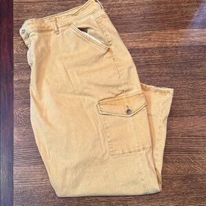 LOGO by Lori Goldstein Harvest Gold Stretch Boyfriend Cargo Jeans Size 20WP
